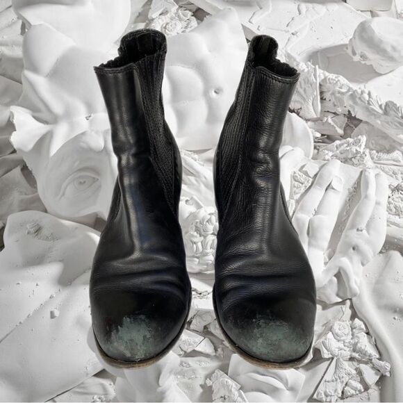 Miu Miu Shoes - • MIU MIU 
BLACK DISTRESSED CHELSEA BOOTS
Size 40.5